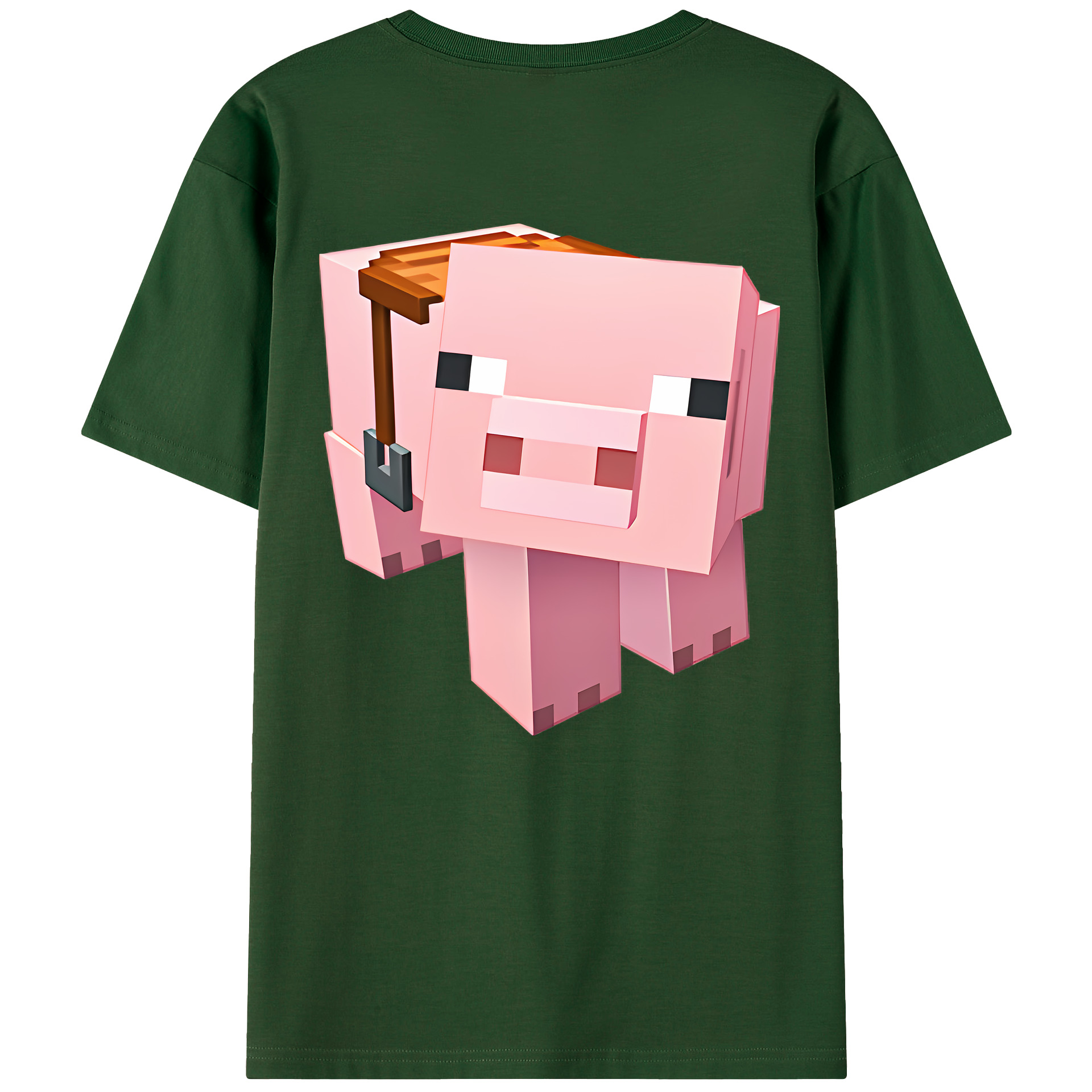 （画像用） マインクラフト ブロックの世界 Minecraft MC Block world 綿100％半袖Tシャツ（背面プリント）